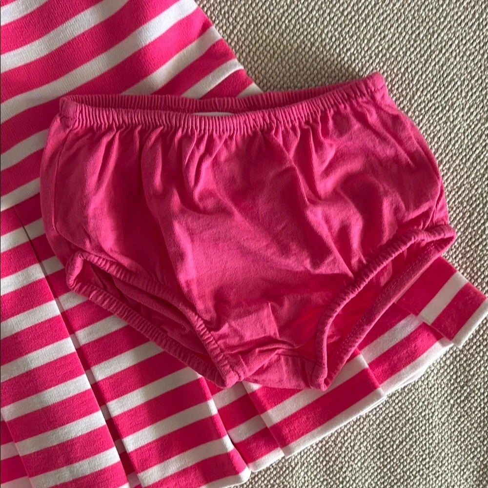 Ralph Lauren Pink and White Striped Pleated Dress
